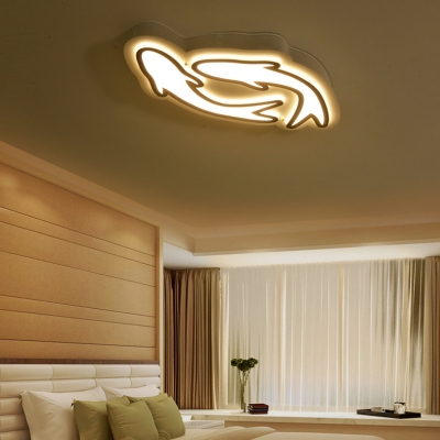 Carp Child Bedroom LED Ceiling Mount Light Acrylic 1/2 Heads Creative Flushmount Light in Warm/White