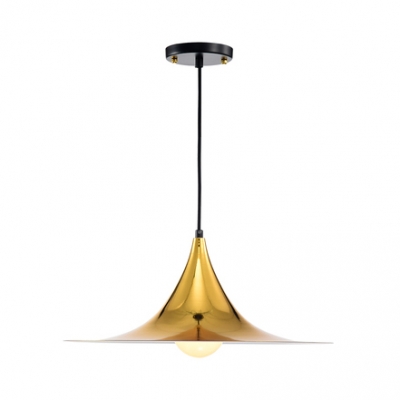 Metal Flared Hanging Light Fixture Modern Metal Shade Single Pendant Lamp in Black/Gold/Rose Gold/White