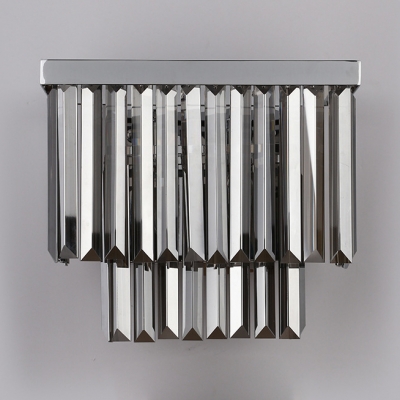 Modern Stylish Rectangle Wall Light Clear/Smoke Glass Sconce Light in Chrome for Hallway Stair