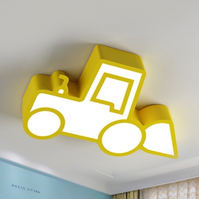 Nursing Room Excavator LED Ceiling Light Metal Cute Warm/White Flushmount Light in Blue/Green/Red/Yellow