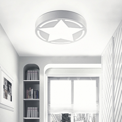 Simple Style Star Ceiling Mount Light Acrylic Black/White Flush Light with Stepless Dimming/Warm/White Lighting for Teen