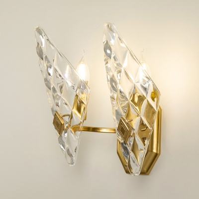 Traditional Candle Wall Light 1/2 Lights Metal Wall Lamp with Crystal Panel in Chrome for Bathroom