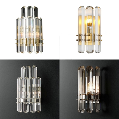 1/2 Lights Drum LED Wall Light Luxurious Style Clear Crystal Wall Lamp in Chrome/Gold for Hotel