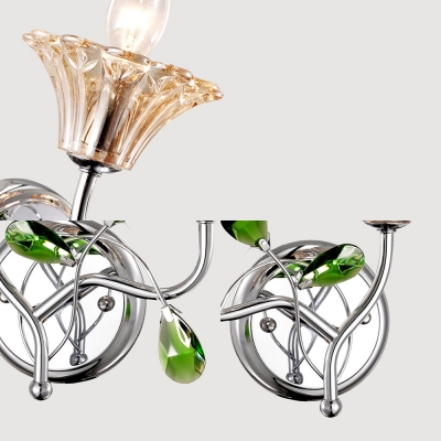 2 Lights Candle Sconce Lamp Traditional Metal Sconce Light in Chrome with Crystal for Hotel Corridor