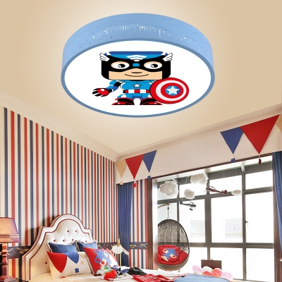 Acrylic Movie Character Flush Mount Light Cartoon LED Ceiling Lamp in Blue for Boys Bedroom