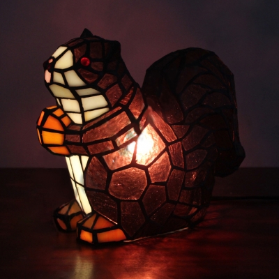 Stained Glass Squirrel Night Light Single Light Tiffany Lovely Table Light for Baby Bedroom