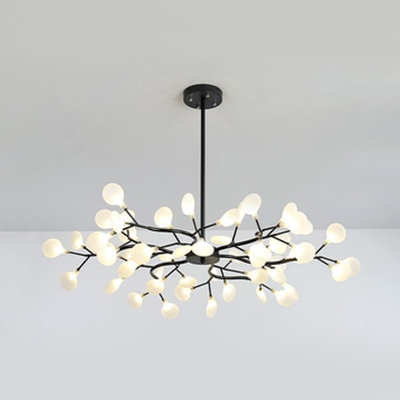 Metal Twig Pendant Light 30/45/54 Heads Contemporary Chandelier in Black Finish for Dining Room