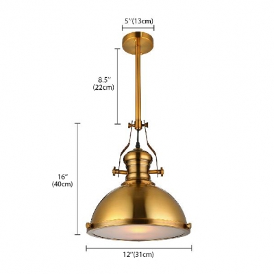 Antique Brass Nautical LED Pendant Light with Frosted Diffuser