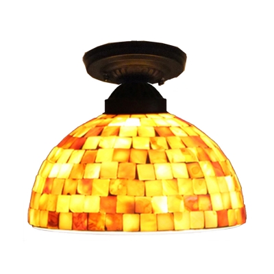 Bathroom Kitchen Bell Dome Ceiling Mount Light Glass 1 Head Mosaic