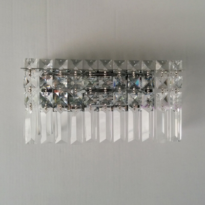 Contemporary Rectangle Shape Wall Light Clear Crystal Chrome Wall Sconce for Corridor Hotel