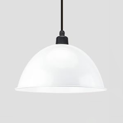 Antique Bowl Shaped Hanging Light Aluminum 1 Light Black/White Pendant Light for Factory Office