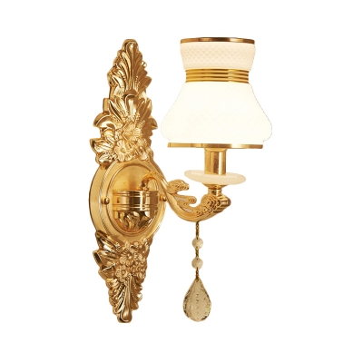 Lattice Urn Dining Room Wall Light with Crystal Metal 1/2 Lights Elegant Style Sconce Light in Gold Finish
