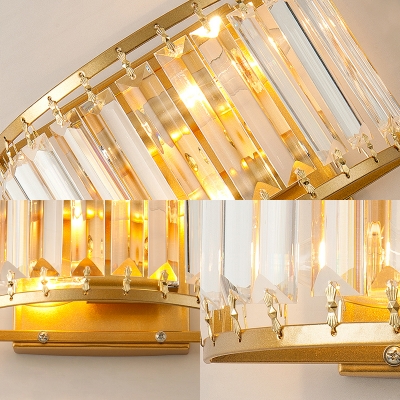 Living Room Drum Sconce Light Metal Modern Stylish Gold Wall Lamp with Crystal Decoration