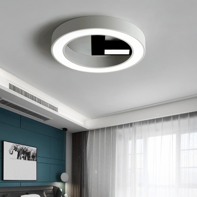 Metal Clock LED Flush Mount Light Living Room Modern Stepless Dimming/White Ceiling Fixture for Dining Room