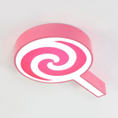 Metal Lollipop LED Flush Mount Light Cartoon Stepless Dimming/Third Gear/White Lighting Ceiling Light in Blue/Pink/Yellow