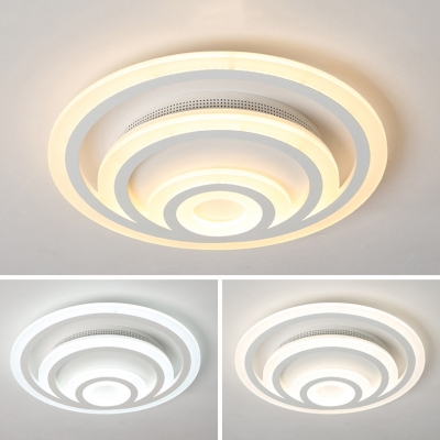 Modern Slim Ring Flush Mount Light Acrylic Warm/White LED Ceiling Fixture for Study Room