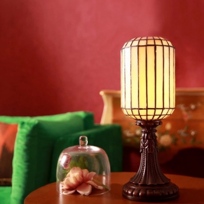 Vintage Style Beige Table Light Calla/Flower/Solid Color Single Light Glass Desk Light for Bedroom