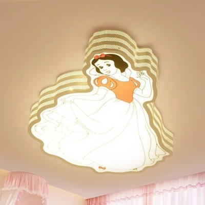 Princess Girls Bedroom Ceiling Light Metal Cartoon LED Flush Mount Light in Warm/White/Stepless Dimming
