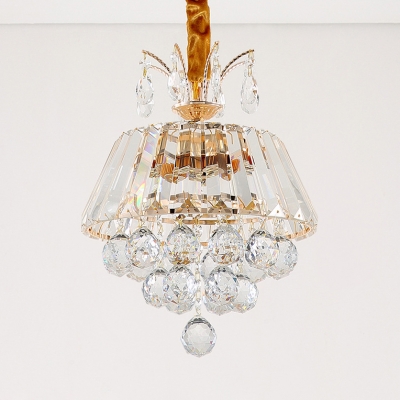 Clear Crystal Ball Chandelier Elegant Style Metal LED Hanging Light in Gold for Dining Room