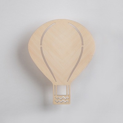 Cartoon Balloon/Sun Sconce Light Wood Beige LED Wall Lamp with Warm Lighting for Child Bedroom
