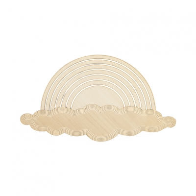 Child Bedroom Rainbow Cloud Wall Sconce Wood Cute Warm Lighting LED Sconce Light in Beige