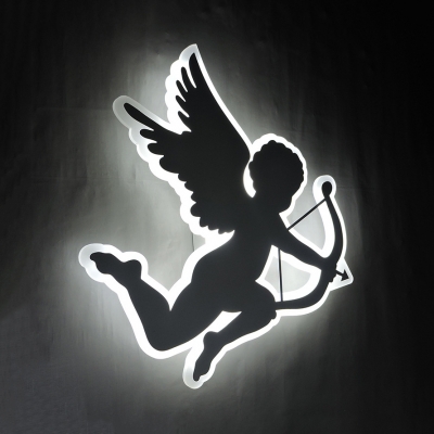 Metal Cupid Shaped Wall Light Nursing Room Creative White LED Sconce Light in Warm/White