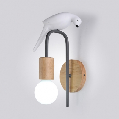 1 Head Pigeon Wall Sconce Macaron Loft Resin Wood Wall Light in Gray/Green/White for Stair Corridor