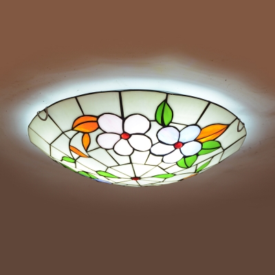 Blossom Dining Room Ceiling Mount Light Stained Glass Rustic Tiffany Flush Ceiling Light