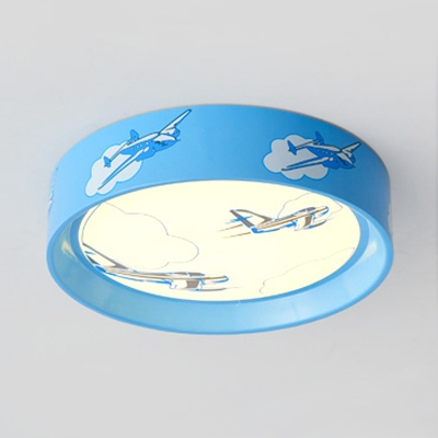 Cat/Dog/Plane LED Flushmount Light Metal Modern Blue Ceiling Lamp for Kid Bedroom