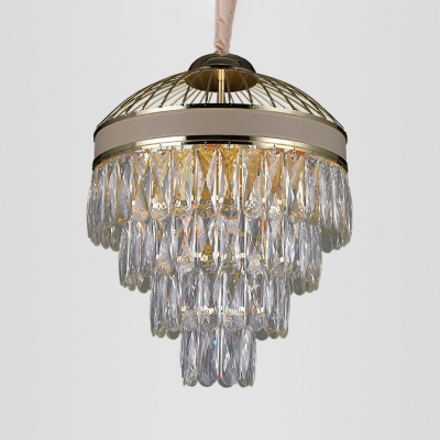 Luxurious Conical Pendant Light Metal Striking Crystal Chandelier for Living Room Study Room