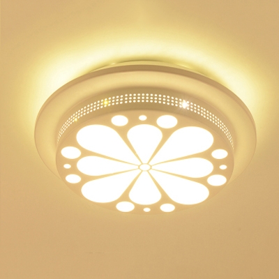 Modern White Flush Ceiling Light with Flower/Tree Metal Second Gear Ceiling Lamp for Corridor