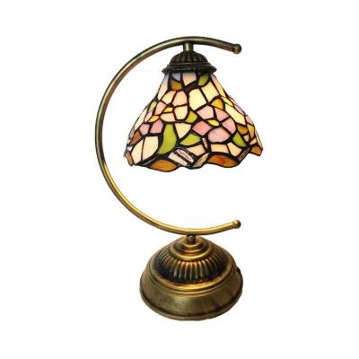 Pink Rose Table Light 1 Light Rustic Tiffany Stained Glass Night Light for Cafe Restaurant