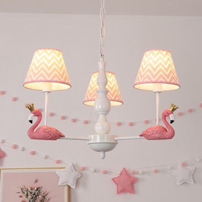 Romantic Blue/Pink Ceiling Pendant Swan Deco 3/5/6 Lights Metal Chandelier for Girls Bedroom