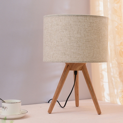 bedside table and lamp