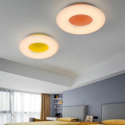 Lovely Donut LED Ceiling Lamp Acrylic Warm/White Lighting Flush Ceiling Light in Blue/Orange/Yellow for Nursing Room