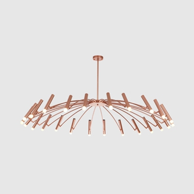 Black/Rose Gold Fireworks Chandelier 12/24 Bulbs Modern Stylish Metal Hanging Light for Dining Room