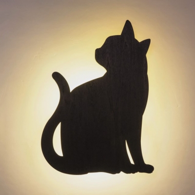 Black Cat LED Sconce Light Modern Stylish Metal Wall Lamp with Warm Lighting for Dining Room