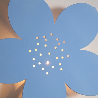 Flower Girls Bedroom Sconce Light Metal Macaron Loft LED Wall Lamp in Blue/Orange/White