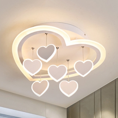 Contemporary Loving Heart Flush Mount Light Acrylic LED Ceiling Lamp in Warm/White for Corridor