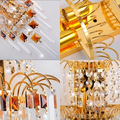 Elegant Crystal Decoration Wall Light Metal Gold Finish Sconce Light for Living Room Hotel