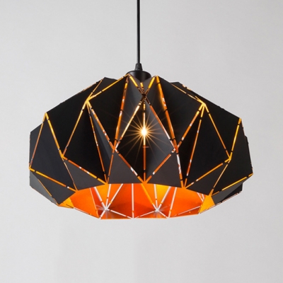 Geometric Shade Hanging Light Modern Style Metal 1 Bulb Suspension Lamp in Black