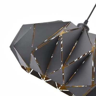 Geometric Shade Hanging Light Modern Style Metal 1 Bulb Suspension Lamp in Black