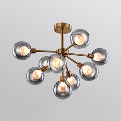 Glass Bubble Shape Pendant Light 7/9 Heads Contemporary Chandelier in Cream/Smoke for Bedroom