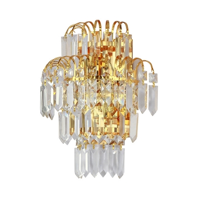 Luxurious Modern Gold Sconce Light Fireworks Shape Clear Crystal Metal Wall Light for Bedroom Hotel