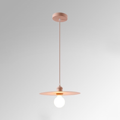 Macaron Disc Hanging Light for Cafe Restaurant Metal Sheet 1-light Pendant Lamp in Multi Colors