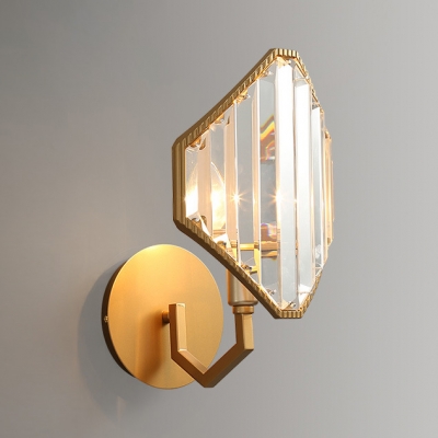 Metal Candle Wall Light with Crystal Shade 1 Light Traditional Sconce Light in Gold Finish