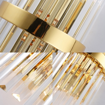 Modern Style Cylinder Wall Light Clear Glass 2 Lights Gold Wall Sconce ...