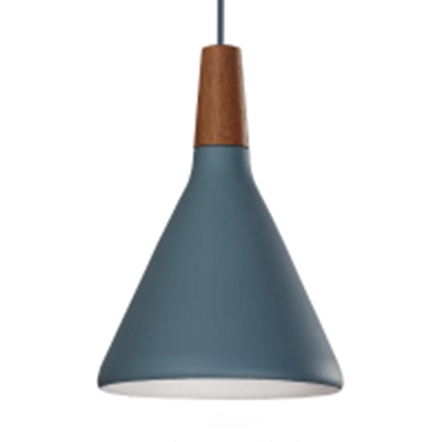 Nordic Style Conical Pendant Light One Bulb Metal Ceiling Light in Blue/Green/Pink/Yellow for Restaurant