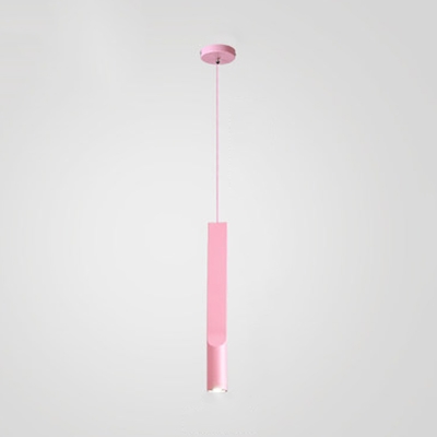 Nordic Stylish Tube Hanging Lamp Aluminum 1 Light Black/Gray/Pink/White Pendant Light for Study Room