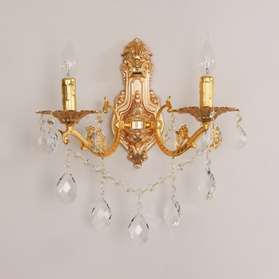 Resin Candle Sconce Light Bedroom Hallway 1/2 Lights Elegant Style Wall Lamp in Gold Finish